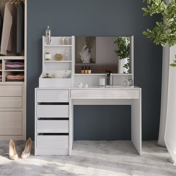 Vicco Tavolo da toeletta Bianco/bianco lucido 119.8 cm 3 parti