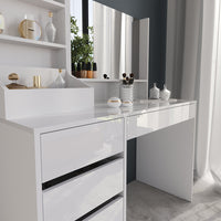 Vicco Tavolo da toeletta Bianco/bianco lucido 119.8 cm 3 parti