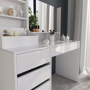 Vicco Tavolo da toeletta Bianco/bianco lucido 119.8 cm 3 parti