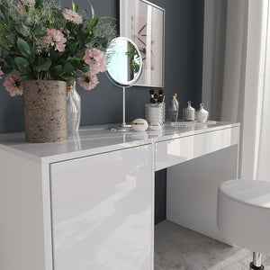 Vicco Tavolo da toeletta Bianco/bianco lucido 119.8 cm con sgabello