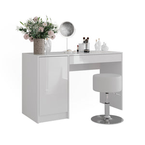 Vicco Tavolo da toeletta Bianco/bianco lucido 119.8 cm con sgabello