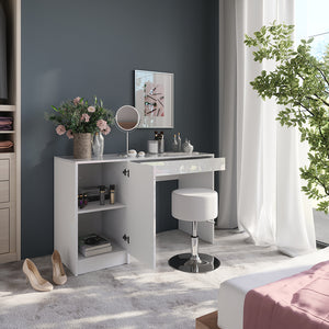 Vicco Tavolo da toeletta Bianco/bianco lucido 119.8 cm con sgabello