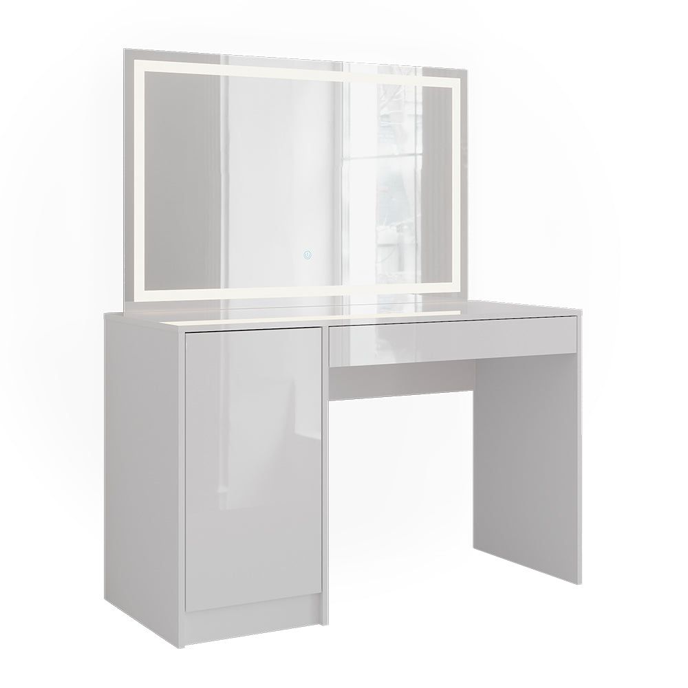 Vicco Tavolo da toeletta Bianco/bianco lucido 119.8 cm con specchio LED