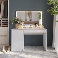 Vicco Tavolo da toeletta Bianco/bianco lucido 119.8 cm con specchio LED