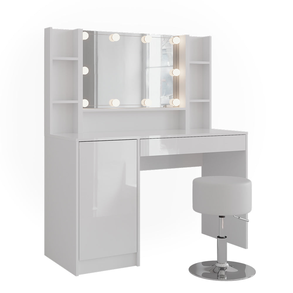 Vicco Tavolo da toeletta Bianco/bianco lucido 119.8 cm 5 parti