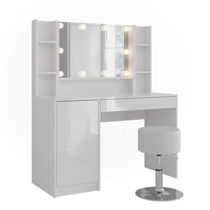 Vicco Tavolo da toeletta Bianco/bianco lucido 119.8 cm 5 parti