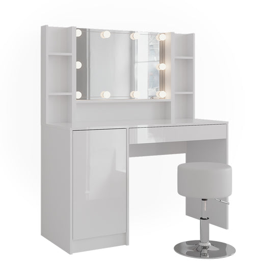 Vicco Tavolo da toeletta Bianco/bianco lucido 119.8 cm 5 parti