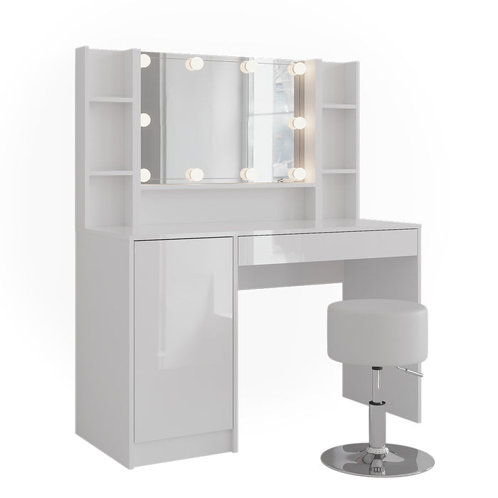 Vicco Tavolo da toeletta Bianco/bianco lucido 119.8 cm 5 parti