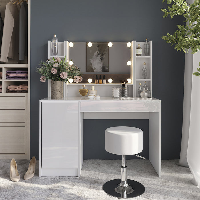 Vicco Tavolo da toeletta Bianco/bianco lucido 119.8 cm 5 parti