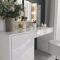 Vicco Tavolo da toeletta Bianco/bianco lucido 119.8 cm 5 parti