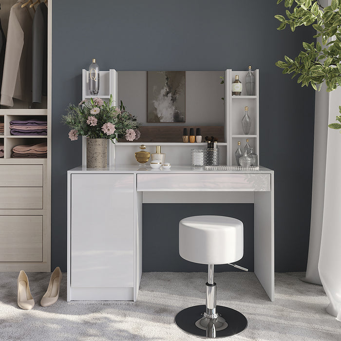 Vicco Tavolo da toeletta Bianco/bianco lucido 119.8 cm 5 parti