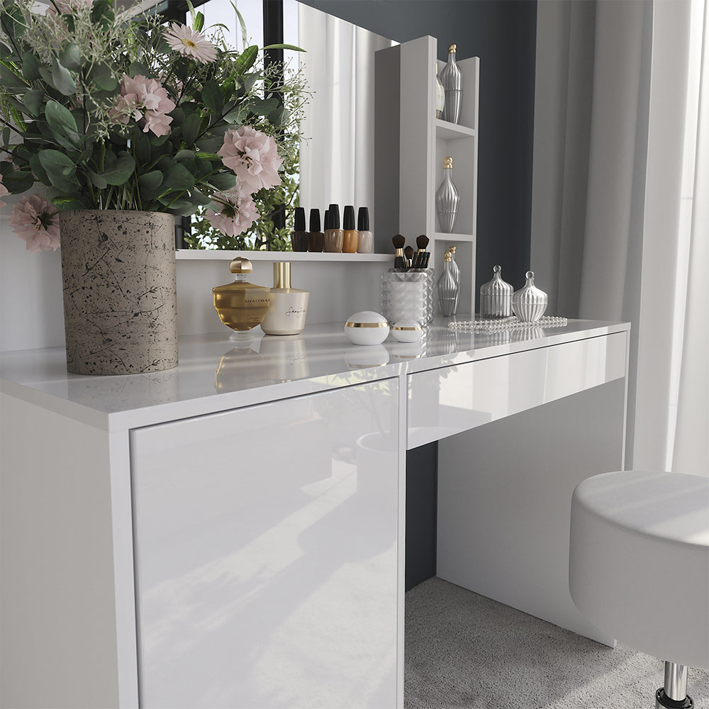 Vicco Tavolo da toeletta Bianco/bianco lucido 119.8 cm 5 parti