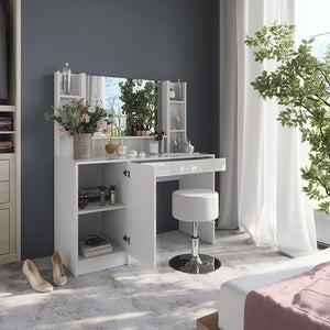 Vicco Tavolo da toeletta Bianco/bianco lucido 119.8 cm 5 parti