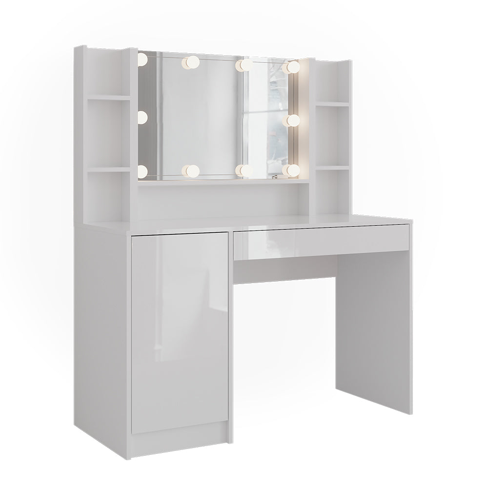 Vicco Tavolo da toeletta Bianco/bianco lucido 119.8 cm 4 parti