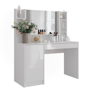 Vicco Tavolo da toeletta Bianco/bianco lucido 119.8 cm 4 parti