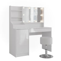 Vicco Tavolo da toeletta Bianco/bianco lucido 119.8 cm 5 parti