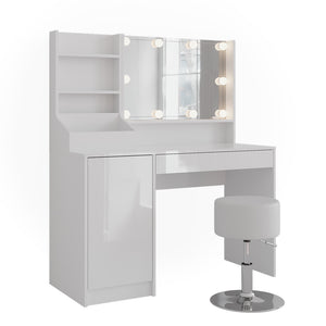 Vicco Tavolo da toeletta Bianco/bianco lucido 119.8 cm 5 parti