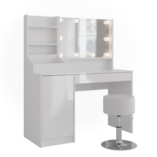 Vicco Tavolo da toeletta Bianco/bianco lucido 119.8 cm 5 parti