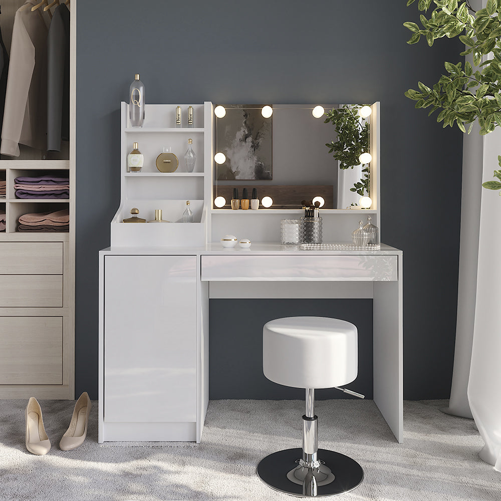 Vicco Tavolo da toeletta Bianco/bianco lucido 119.8 cm 5 parti