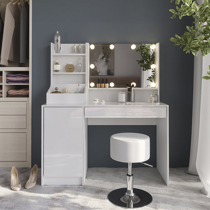 Vicco Tavolo da toeletta Bianco/bianco lucido 119.8 cm 5 parti