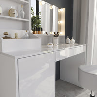 Vicco Tavolo da toeletta Bianco/bianco lucido 119.8 cm 5 parti