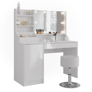 Vicco Tavolo da toeletta Bianco/bianco lucido 119.8 cm 5 parti