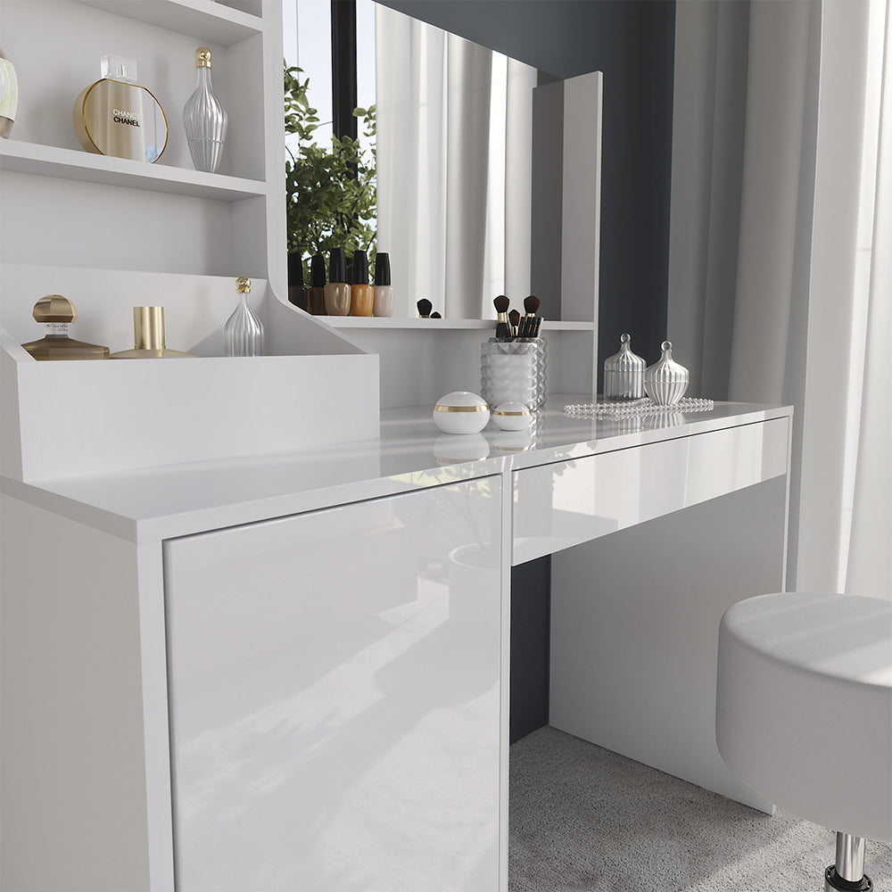 Vicco Tavolo da toeletta Bianco/bianco lucido 119.8 cm 4 parti