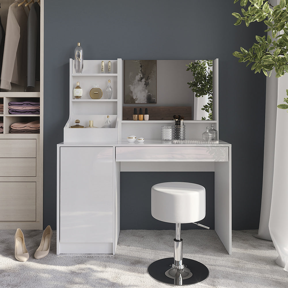 Vicco Tavolo da toeletta Bianco/bianco lucido 119.8 cm 4 parti