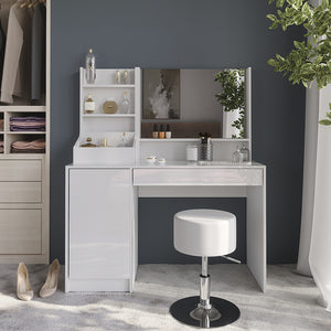 Vicco Tavolo da toeletta Bianco/bianco lucido 119.8 cm 4 parti