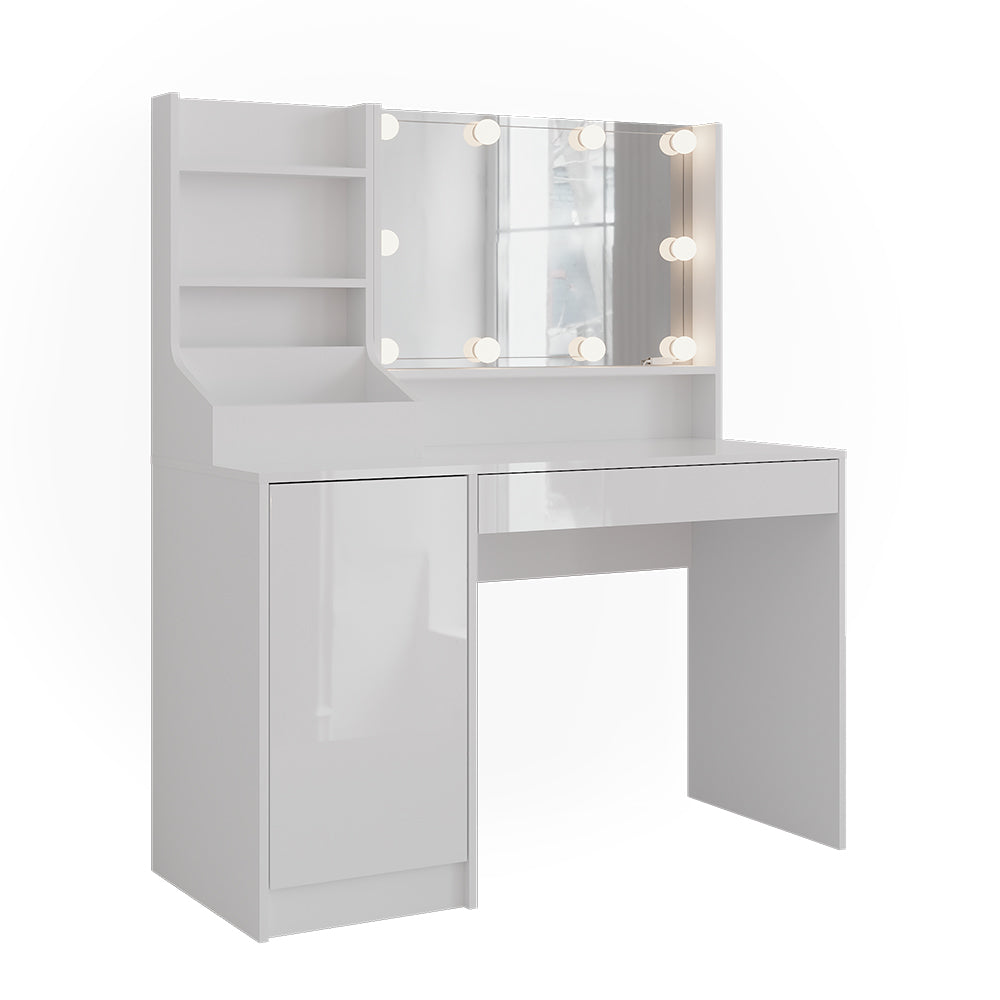 Vicco Tavolo da toeletta Bianco/bianco lucido 119.8 cm 4 parti