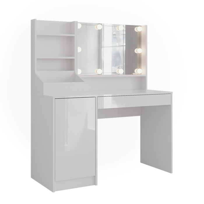 Vicco Tavolo da toeletta Bianco/bianco lucido 119.8 cm 4 parti