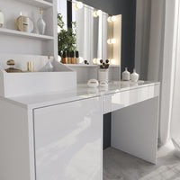 Vicco Tavolo da toeletta Bianco/bianco lucido 119.8 cm 4 parti