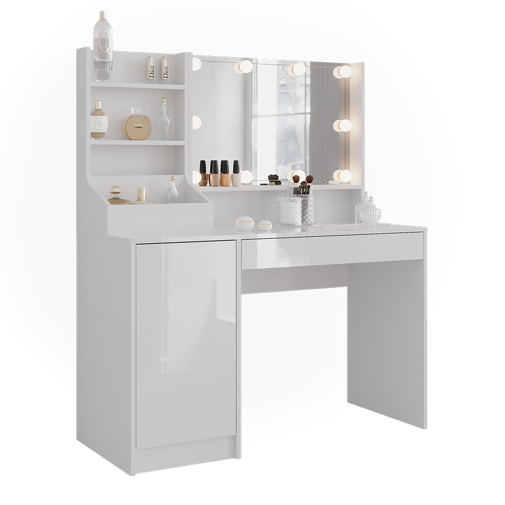 Vicco Tavolo da toeletta Bianco/bianco lucido 119.8 cm 4 parti