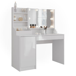 Vicco Tavolo da toeletta Bianco/bianco lucido 119.8 cm 4 parti