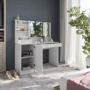 Vicco Tavolo da toeletta Bianco/bianco lucido 119.8 cm 4 parti