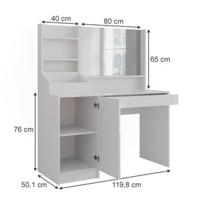 Vicco Tavolo da toeletta Bianco/bianco lucido 119.8 cm 3 parti