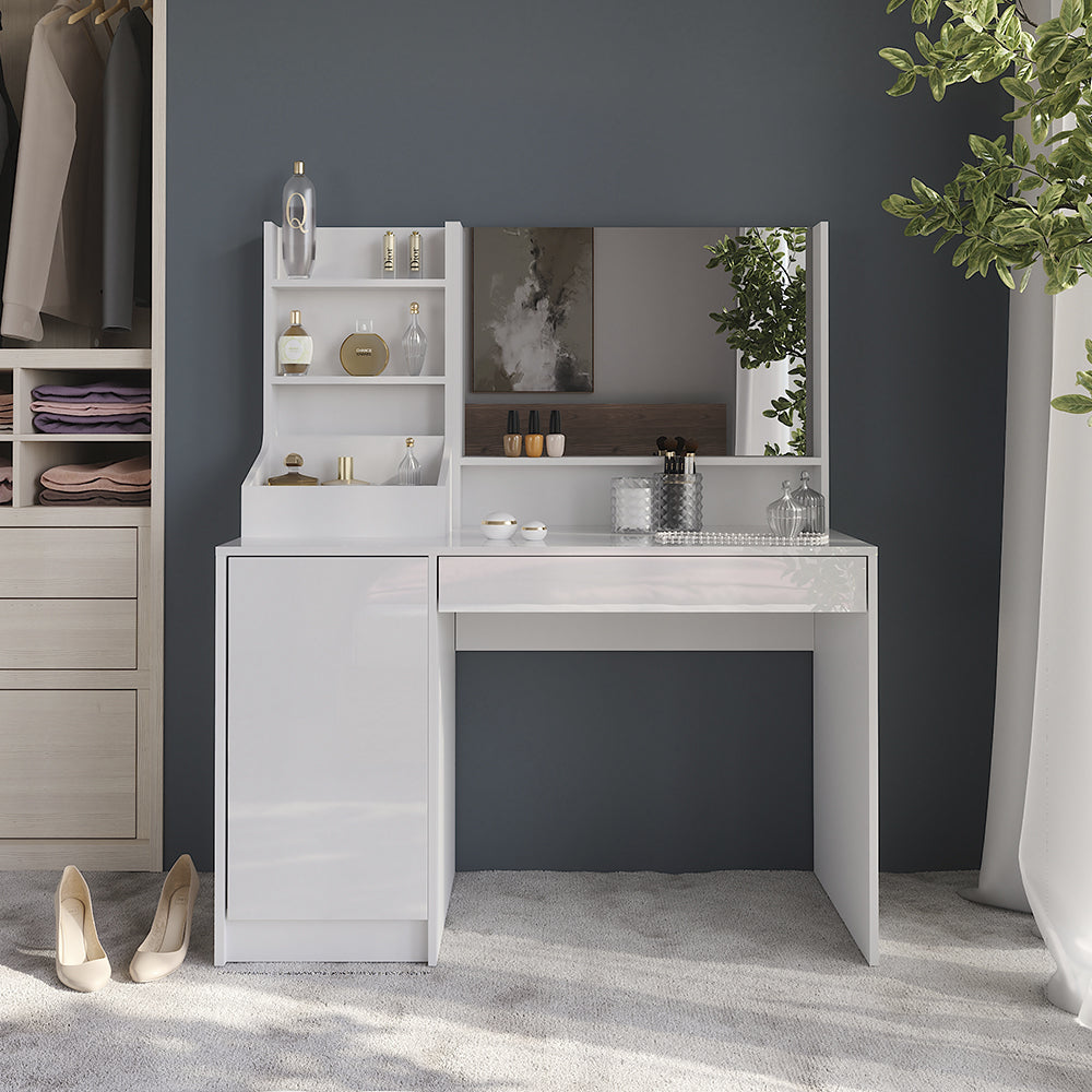 Vicco Tavolo da toeletta Bianco/bianco lucido 119.8 cm 3 parti