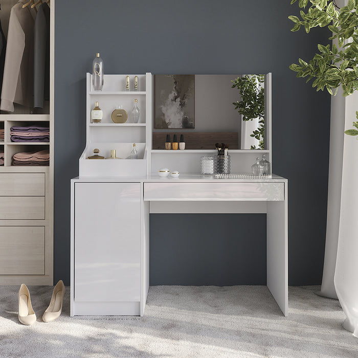 Vicco Tavolo da toeletta Bianco/bianco lucido 119.8 cm 3 parti