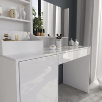 Vicco Tavolo da toeletta Bianco/bianco lucido 119.8 cm 3 parti