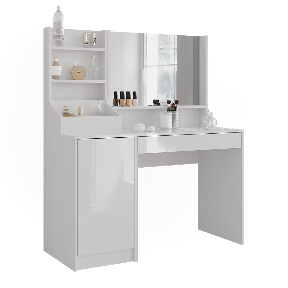 Vicco Tavolo da toeletta Bianco/bianco lucido 119.8 cm 3 parti