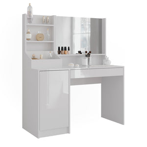 Vicco Tavolo da toeletta Bianco/bianco lucido 119.8 cm 3 parti
