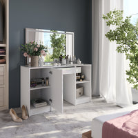 Vicco Tavolo da toeletta Bianco/bianco lucido 128.2 cm con specchio LED