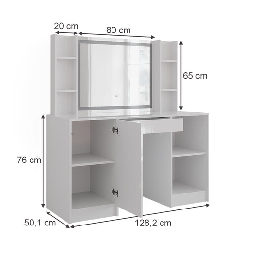Vicco Tavolo da toeletta Bianco/bianco lucido 128.2 cm 4 parti