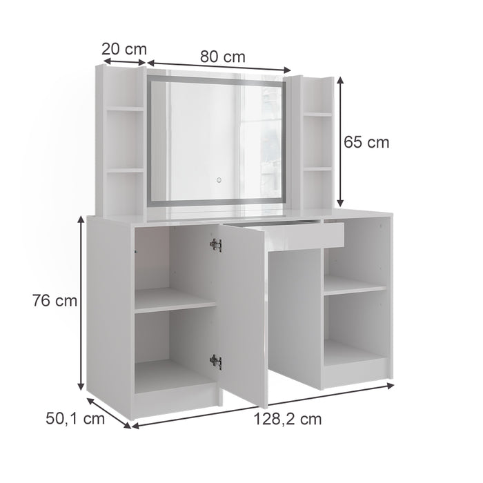 Vicco Tavolo da toeletta Bianco/bianco lucido 128.2 cm 4 parti