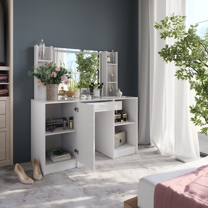 Vicco Tavolo da toeletta Bianco/bianco lucido 128.2 cm 4 parti