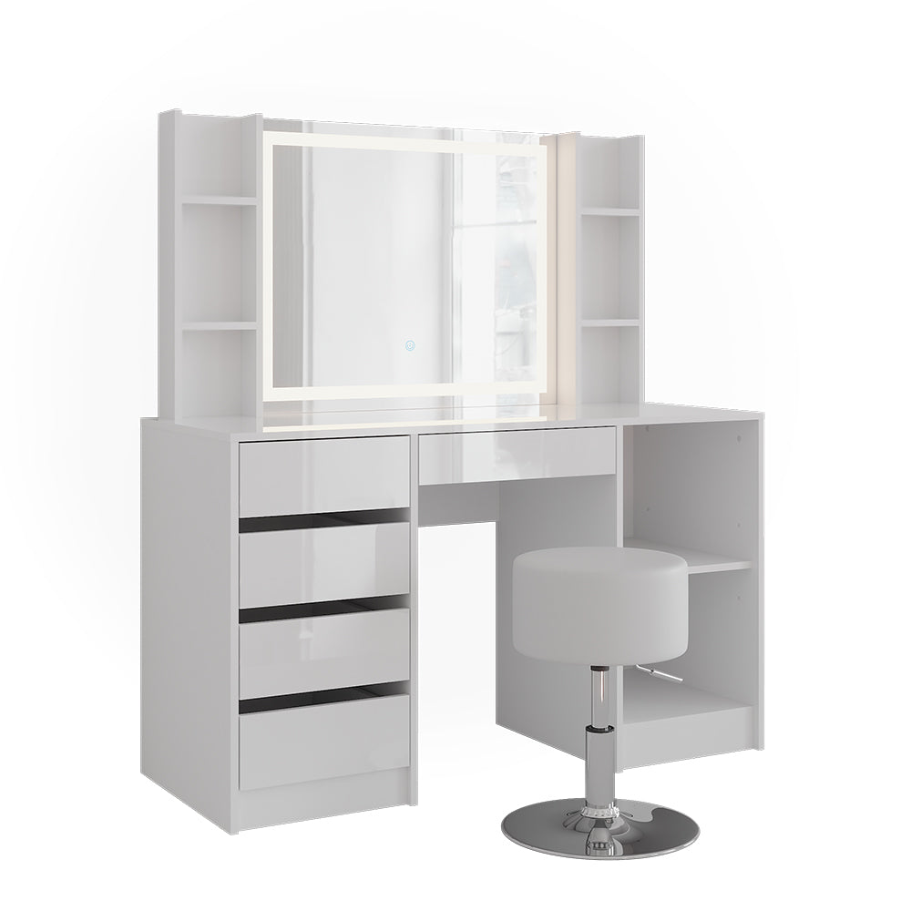 Vicco Tavolo da toeletta Bianco/bianco lucido 128.2 cm 5 parti