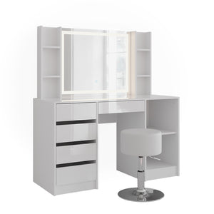 Vicco Tavolo da toeletta Bianco/bianco lucido 128.2 cm 5 parti