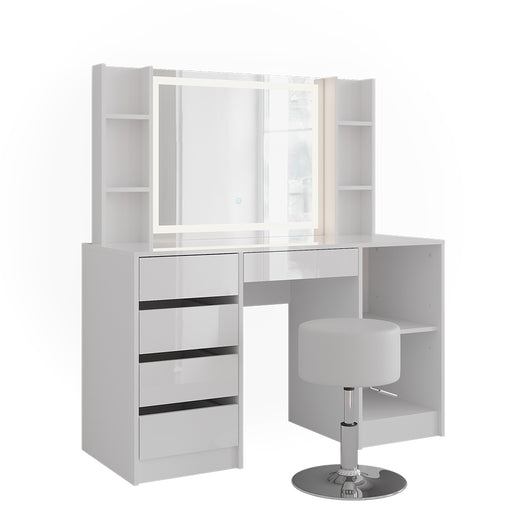 Vicco Tavolo da toeletta Bianco/bianco lucido 128.2 cm 5 parti