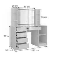 Vicco Tavolo da toeletta Bianco/bianco lucido 128.2 cm con specchio LED
