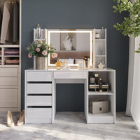 Vicco Tavolo da toeletta Bianco/bianco lucido 128.2 cm con specchio LED